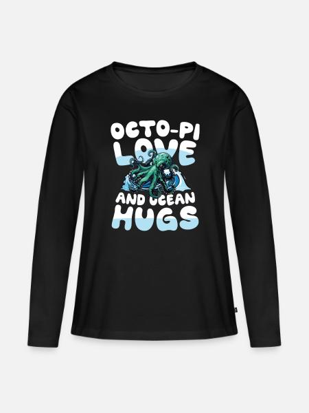 Octo-pi Love And Ocean Hugs - Frauen Premium Bio Langarmshirt - Schwarz