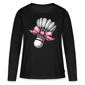 Coquette noeud Badminton Volant Ruban Rose Maman - T-shirt manches longues Premium bio Femme - noir - Devant - Julia (174cm)