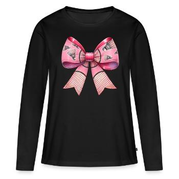 Coquette Bow Ribbon Raquette de Badminton - T-shirt manches longues Premium bio Femme - noir - Devant - Julia (174cm)