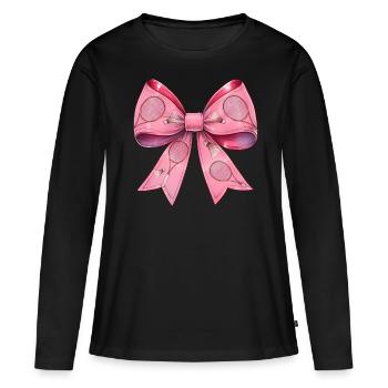 Coquette Bow Raquette de Badminton Rose - T-shirt manches longues Premium bio Femme - noir - Devant - Julia (174cm)