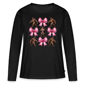 Coquette Bogen Bigfoot Sasquatch Yeti Rosa - Frauen Premium Bio Langarmshirt - Schwarz - Vorne - Julia (174cm)