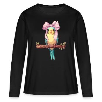 Coquette Cockatiel Perruche Perroquet - T-shirt manches longues Premium bio Femme - noir - Devant - Julia (174cm)