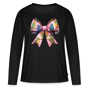 Coquette Cockatiel Perruche Perroquet - T-shirt manches longues Premium bio Femme - noir - Devant - Julia (174cm)