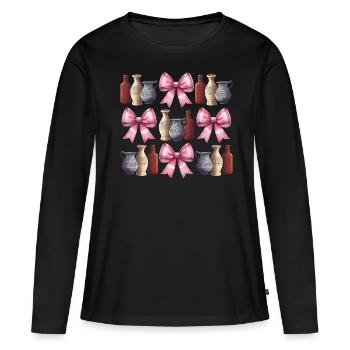 Coquette Archéologue Vases d’Archéologie - T-shirt manches longues Premium bio Femme - noir - Devant - Julia (174cm)