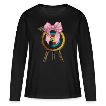 Coquette Arc Tir à l’arc Arc et Flèche - T-shirt manches longues Premium bio Femme - noir - Devant - Julia (174cm)