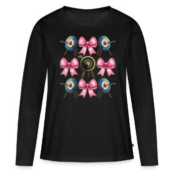 Coquette Bogen Bogenschießen Bogen und Pfeil - Frauen Premium Bio Langarmshirt - Schwarz - Vorne - Julia (174cm)