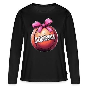Coquette noeud Dodgeball Team Ruban Rose Maman - T-shirt manches longues Premium bio Femme - noir - Devant - Julia (174cm)