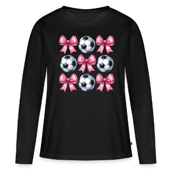 Coquette Bogen Fußball Spieler Mütter Tag rosa - Frauen Premium Bio Langarmshirt - Schwarz - Vorne - Julia (174cm)