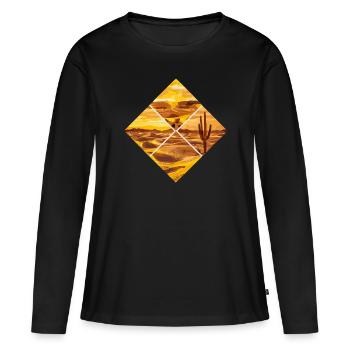 Paysage losange du désert Inspiration artistique - T-shirt manches longues Premium bio Femme - noir - Devant - Julia (174cm)