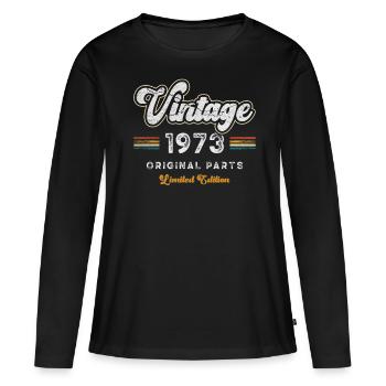 Millésime 1973 Anniversaire Rétro - T-shirt manches longues Premium bio Femme - noir - Devant - Julia (174cm)