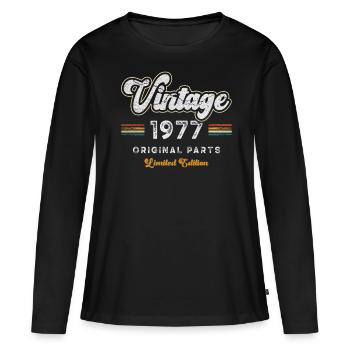 Millésime 1977 Anniversaire Rétro - T-shirt manches longues Premium bio Femme - noir - Devant - Julia (174cm)