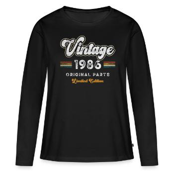 Millésime 1986 Anniversaire Rétro - T-shirt manches longues Premium bio Femme - noir - Devant - Julia (174cm)