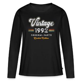 Millésime 1992 Anniversaire Rétro - T-shirt manches longues Premium bio Femme - noir - Devant - Julia (174cm)