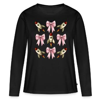 Coquette proue fusée spatiale navette spatiale - T-shirt manches longues Premium bio Femme - noir - Devant - Julia (174cm)