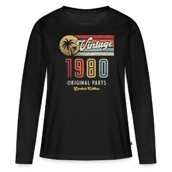 Vintage 1980's Birthday Retro - Women's Premium Organic Long Sleeve Shirt - black - Front - Julia (174cm)