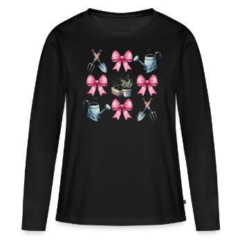 Coquette Bow Jardinage Outils de Jardinier - T-shirt manches longues Premium bio Femme - noir - Devant - Julia (174cm)