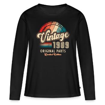 Vintage 1989 Birthday Retro - Women's Premium Organic Long Sleeve Shirt - black - Front - Julia (174cm)