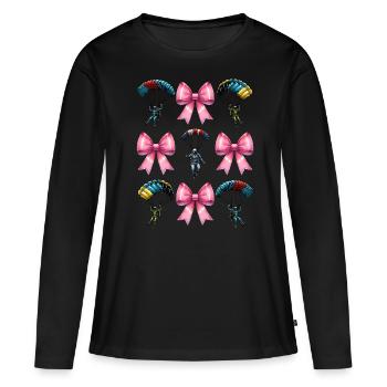Coquette Bow Parachutisme - T-shirt manches longues Premium bio Femme - noir - Devant - Julia (174cm)