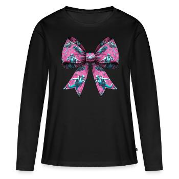 Coquette Bogen Tauchen Mama Taucher Muster rosa - Frauen Premium Bio Langarmshirt - Schwarz - Vorne - Julia (174cm)