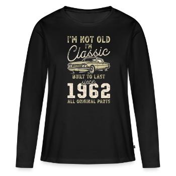 Geboren 1962 Geburtstag Oldtimer - Frauen Premium Bio Langarmshirt - Schwarz - Vorne - Julia (174cm)