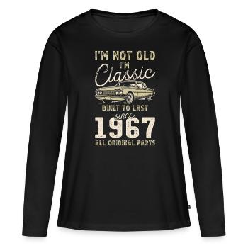 Geboren 1967 Geburtstag Oldtimer - Frauen Premium Bio Langarmshirt - Schwarz - Vorne - Julia (174cm)