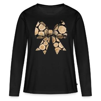 Coquette Bogen Holzarbeiter Logger Mütter Tag Rosa - Frauen Premium Bio Langarmshirt - Schwarz - Vorne - Julia (174cm)