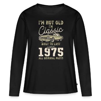 Né en 1975 Anniversaire Voiture classique - T-shirt manches longues Premium bio Femme - noir - Devant - Julia (174cm)