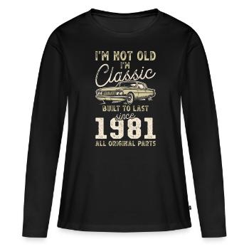 Born 1981 Birthday Classic Car - Women's Premium Organic Long Sleeve Shirt - black - Front - Julia (174cm)