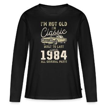 Né en 1984 Anniversaire Voiture classique - T-shirt manches longues Premium bio Femme - noir - Devant - Julia (174cm)