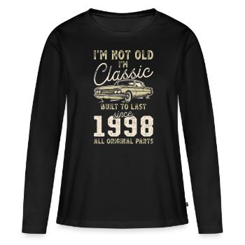 Né en 1998 Anniversaire Voiture classique - T-shirt manches longues Premium bio Femme - noir - Devant - Julia (174cm)