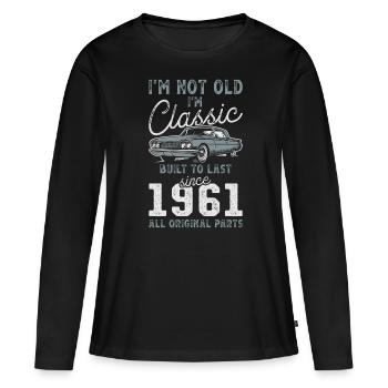 Né en 1961 Anniversaire Voiture classique - T-shirt manches longues Premium bio Femme - noir - Devant - Julia (174cm)