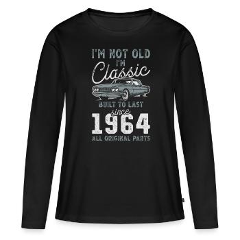 Geboren 1964 Geburtstag Oldtimer - Frauen Premium Bio Langarmshirt - Schwarz - Vorne - Julia (174cm)