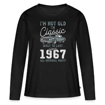 Geboren 1967 Geburtstag Oldtimer - Frauen Premium Bio Langarmshirt - Schwarz - Vorne - Julia (174cm)