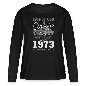 Geboren 1973 Geburtstag Oldtimer - Frauen Premium Bio Langarmshirt - Schwarz - Vorne - Julia (174cm)