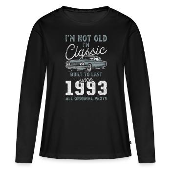 Geboren 1993 Geburtstag Oldtimer - Frauen Premium Bio Langarmshirt - Schwarz - Vorne - Julia (174cm)