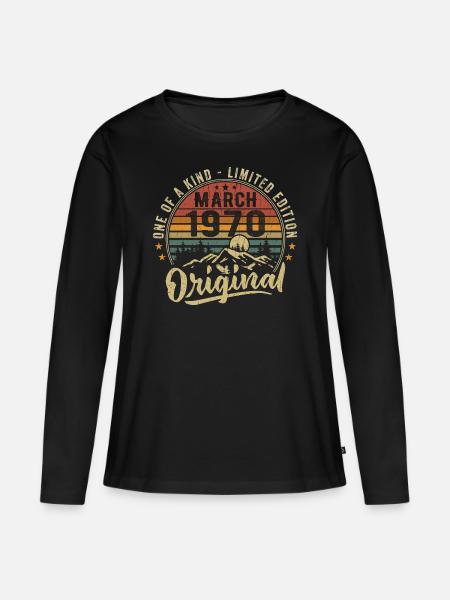 Geburtstagsideen März 1970 Original März 1970 - Frauen Premium Bio Langarmshirt - Schwarz