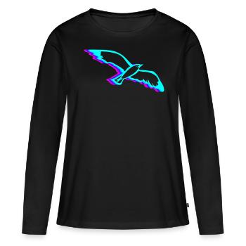Retro Seemöwe Seemöwe Seevogel Vaporwave - Frauen Premium Bio Langarmshirt - Schwarz - Vorne - Julia (174cm)