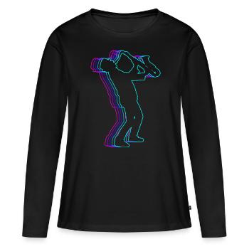 Saxophoniste rétro Saxophoniste Saxophoniste Saxophone - T-shirt manches longues Premium bio Femme - noir - Devant - Julia (174cm)
