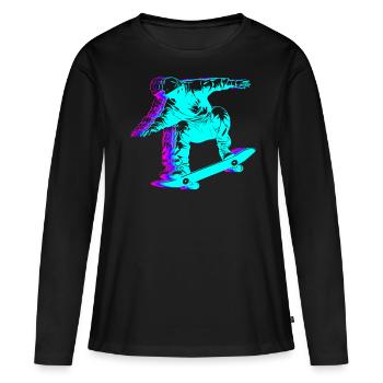 Skateboarder rétro Skateboarder Skateboard - T-shirt manches longues Premium bio Femme - noir - Devant - Julia (174cm)