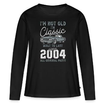 Geboren 2004 Geburtstag Oldtimer - Frauen Premium Bio Langarmshirt - Schwarz - Vorne - Julia (174cm)