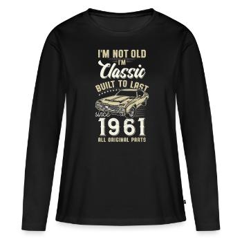 Né en 1961 Anniversaire Voiture classique - T-shirt manches longues Premium bio Femme - noir - Devant - Julia (174cm)