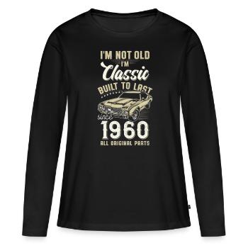 Né en 1960 Anniversaire Voiture classique - T-shirt manches longues Premium bio Femme - noir - Devant - Julia (174cm)