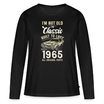 Né en 1965 Anniversaire Voiture classique - T-shirt manches longues Premium bio Femme - noir - Devant - Julia (174cm)