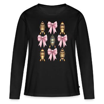 Coquette Bogen Rudern Ruderboot Paddel rosa - Frauen Premium Bio Langarmshirt - Schwarz - Vorne - Julia (174cm)