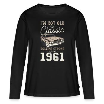 Né en 1961 Anniversaire Voiture classique - T-shirt manches longues Premium bio Femme - noir - Devant - Julia (174cm)