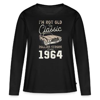 Geboren 1964 Geburtstag Oldtimer - Frauen Premium Bio Langarmshirt - Schwarz - Vorne - Julia (174cm)