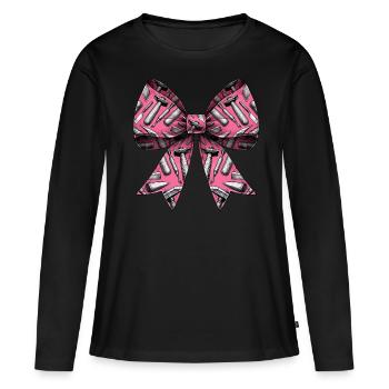 Coquette noeud sculptant motif sculpteur rose - T-shirt manches longues Premium bio Femme - noir - Devant - Julia (174cm)
