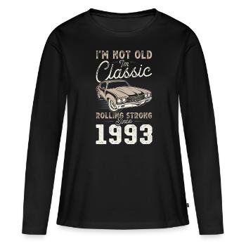 Geboren 1993 Geburtstag Oldtimer - Frauen Premium Bio Langarmshirt - Schwarz - Vorne - Julia (174cm)