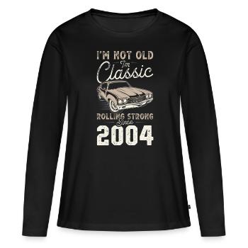 Geboren 2004 Geburtstag Oldtimer - Frauen Premium Bio Langarmshirt - Schwarz - Vorne - Julia (174cm)