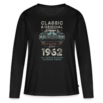 Geboren 1962 Geburtstag Oldtimer - Frauen Premium Bio Langarmshirt - Schwarz - Vorne - Julia (174cm)